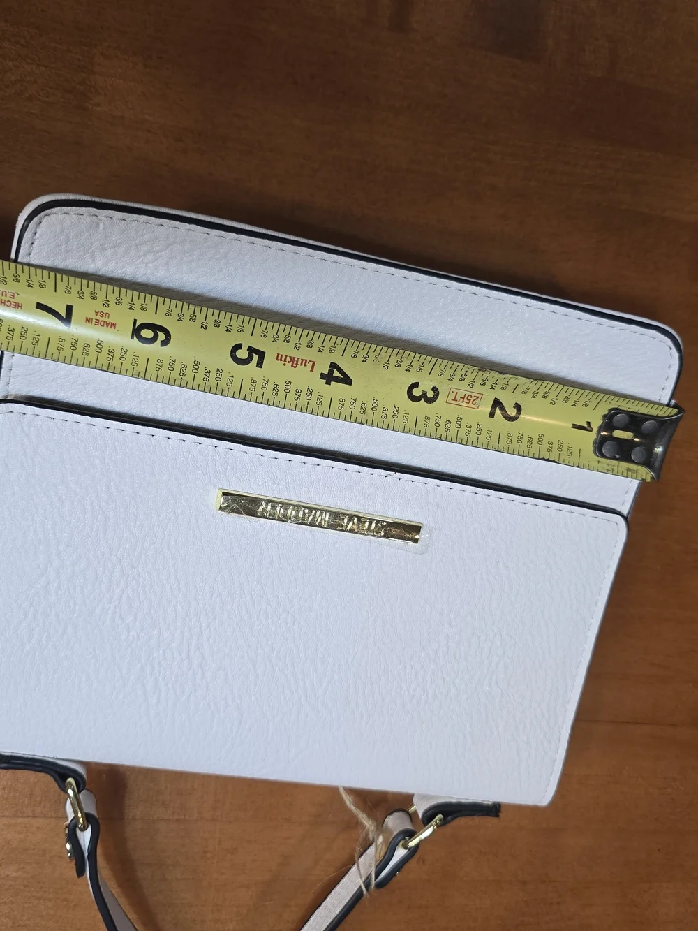 Steve Madden White Top-Handle Satchel with Gold Hardware